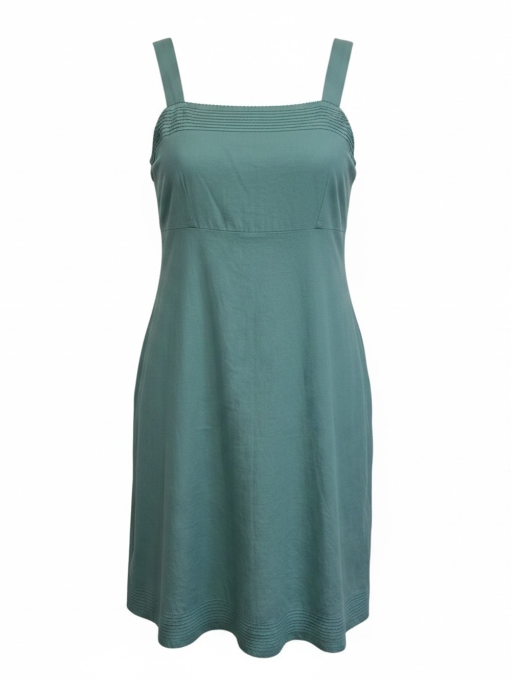 100% Linen Aqua Blue Tank Shift Dress Size 12 Coastal Resort Summer